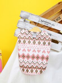 1入組幾何圖案寵物背心適用於狗狗和貓適用於夏天 - 紅色 - 查看 2