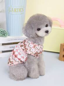 1入組幾何圖案寵物背心適用於狗狗和貓適用於夏天 - 紅色 - 查看 3