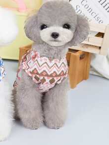 1入組幾何圖案寵物背心適用於狗狗和貓適用於夏天 - 紅色 - 查看 4