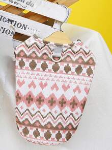 1入組幾何圖案寵物背心適用於狗狗和貓適用於夏天 - 紅色 - 查看 5