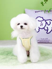 1pc Flower Embroidered Pet Tank For Dog And Cat For Summer - Yellow - View 5