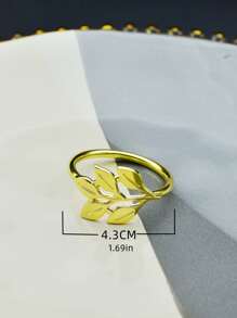 6入組樹葉設計餐巾環 - 金色 - 查看 4