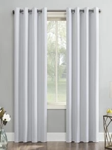 Plain Single Panel Curtain, White Simple Polyester Curtain For Living Room, Bedroom - White - View 1