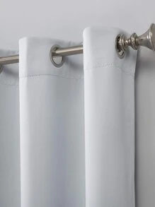 Plain Single Panel Curtain, White Simple Polyester Curtain For Living Room, Bedroom - White - View 3