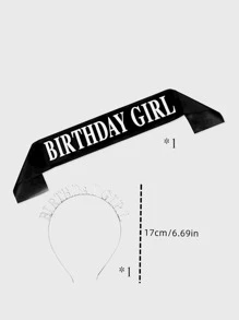 1 pièce Écharpe d'anniversaire et 1 pièce Serre-tête, Écharpe décorative moderne et Bandeau pour fête d'anniversaire - Multicolore - Voir 4