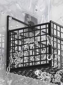 1pc Wall Mounted Bathroom Storage Rack, White Iron Storage Shelf For Bathroom - White - View 5