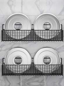 1pc Wall Mounted Bathroom Storage Rack, White Iron Storage Shelf For Bathroom - White - View 6