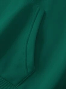 INAWLY Plus  Pocket Drawstring Thermal Lined Hoodie, Winter Fall Autumn - Dark Green - View 4