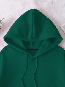 INAWLY Plus  Pocket Drawstring Thermal Lined Hoodie, Winter Fall Autumn - Dark Green - View 5
