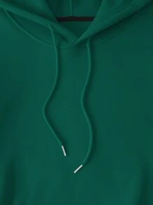 INAWLY Plus  Pocket Drawstring Thermal Lined Hoodie, Winter Fall Autumn - Dark Green - View 6