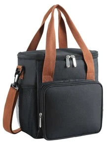 1 Túi Đựng Hộp Cơm Trưa Dày, Túi Hình Vuông Cách Nhiệt Có Dây Cầm Tay, Thích Hợp Cho Dã Ngoại Ngoài Trời Và Giữ Thực Phẩm Tươi Ngon - màu đen - Xem 13