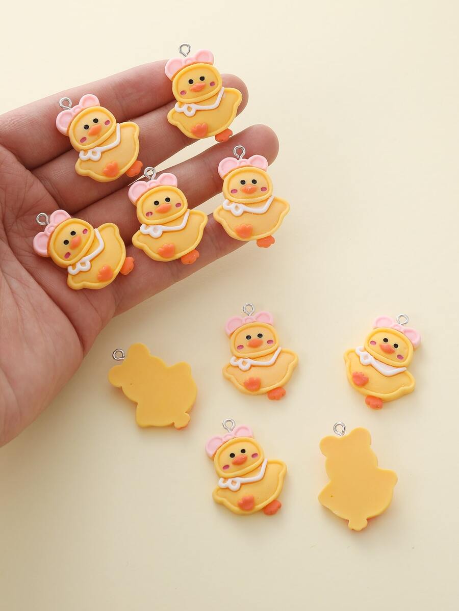 10入組鴨子造型diy珠寶吊墜,中性設計,可用於耳環、項鍊或手鐲製作 - 彩色 - 查看 1