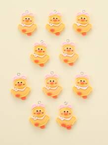 10入組鴨子造型diy珠寶吊墜,中性設計,可用於耳環、項鍊或手鐲製作 - 彩色 - 查看 2