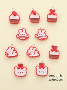 10入組/套卡通兔子DIY吊墜 - 彩色 - 查看 3