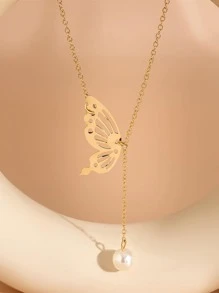 Butterfly Decor Y Lariat Necklace