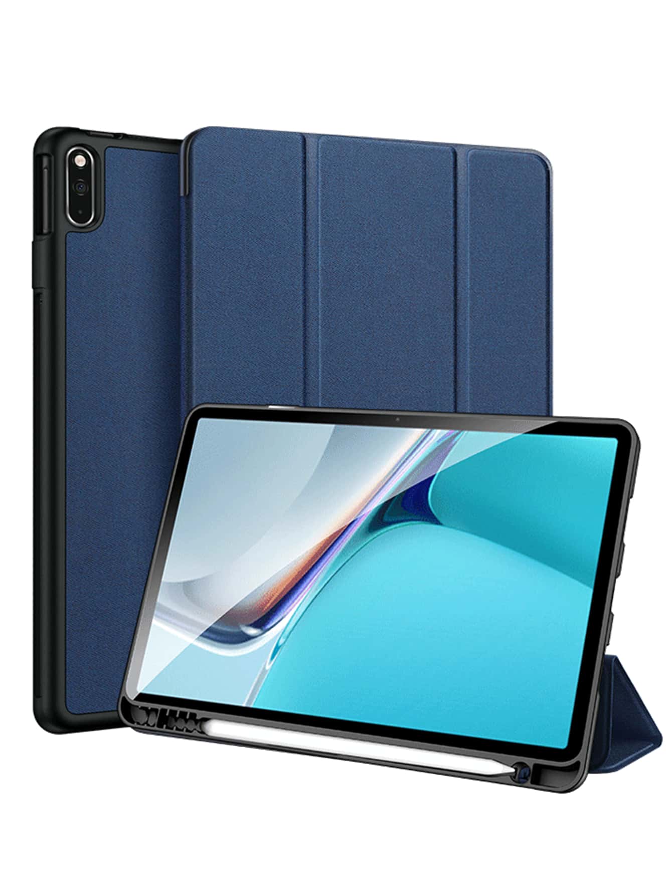 PU皮革殼套兼容華為MatePad - 藍色 - 查看 1