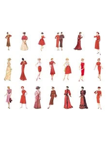 40 Con Hình Đồ Họa Các Loại Miếng Dán Vintage Miếng Dán Đa Năng Cho Thủ Công DIY, Trang Trí - Nhiều màu - Xem 4