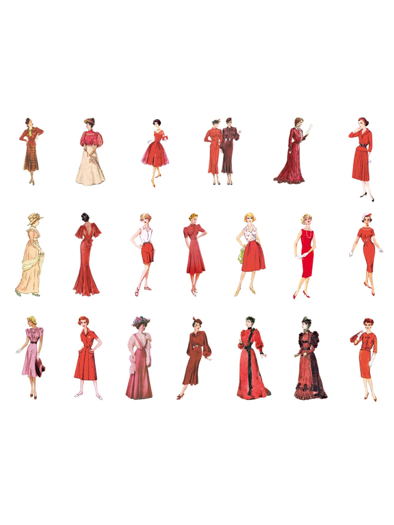 40入組人物圖形什錦貼紙復古多用途貼紙用於DIY工藝品裝飾品 - 彩色 - 查看 4