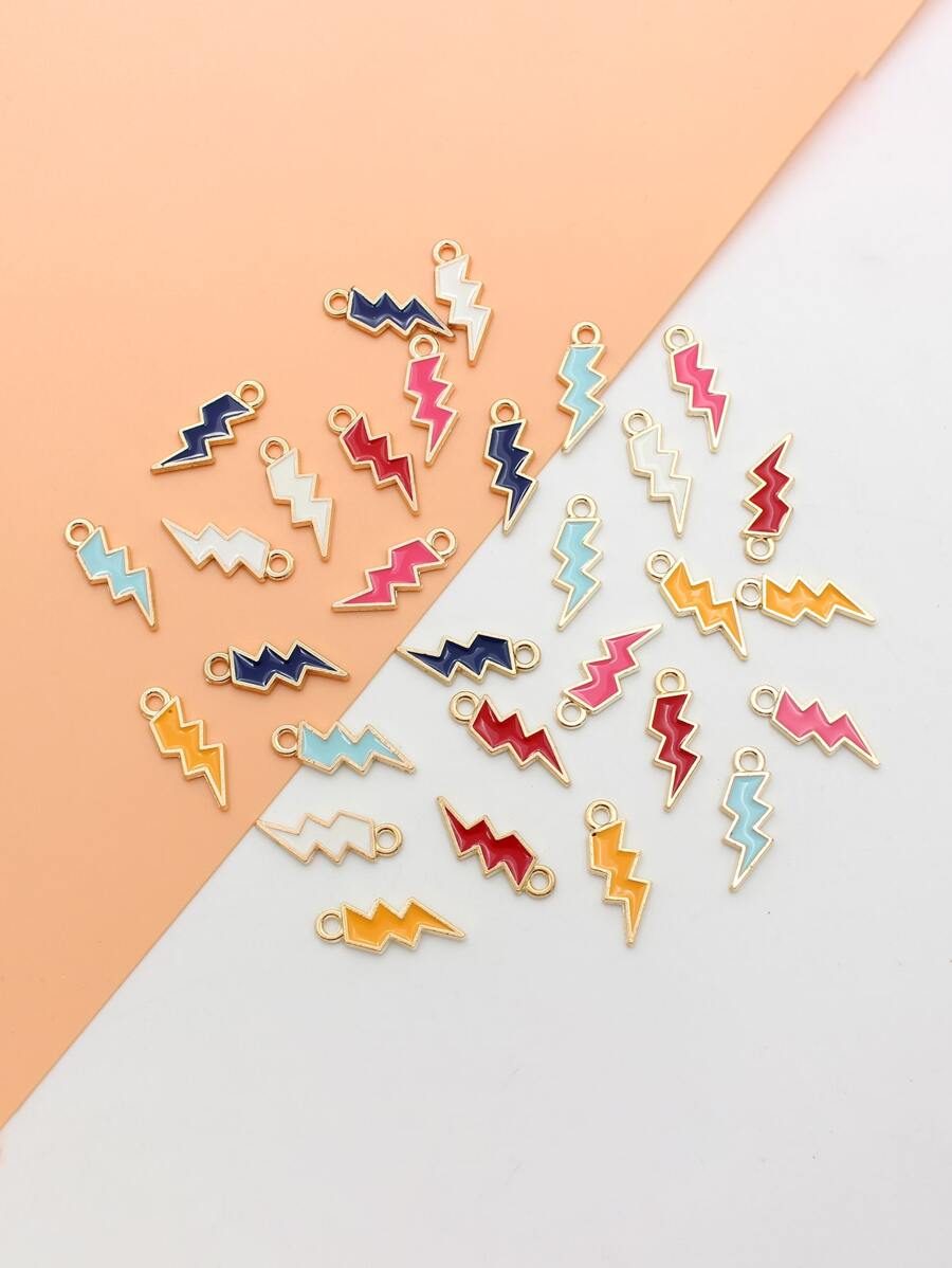 30pcs/set Random Creative Zinc Alloy Lightning DIY Pendant For Women For DIY Jewelry Making - Multicolor - View 1