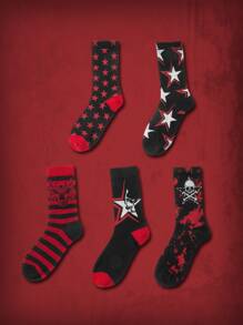 ROMWE Grunge Punk 5pairs Skull Pattern Women Socks - Multicolor - View 1