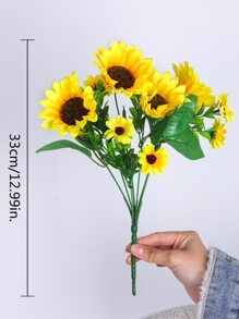1入組人造向日葵束家居裝飾用人造向日葵花束 - 黃色 - 查看 2