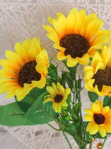 1入組人造向日葵束家居裝飾用人造向日葵花束 - 黃色 - 查看 4