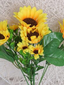 1入組人造向日葵束家居裝飾用人造向日葵花束 - 黃色 - 查看 5