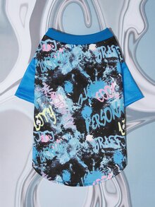 PETSIN 1pc Cartoon Graphic Pet Tee For Dog And Cat For Summer - Blue - View 2