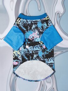 PETSIN 1pc Cartoon Graphic Pet Tee For Dog And Cat For Summer - Blue - View 5