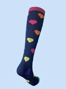 1雙愛心圖案防滑過膝運動襪 - 彩色 - 查看 5