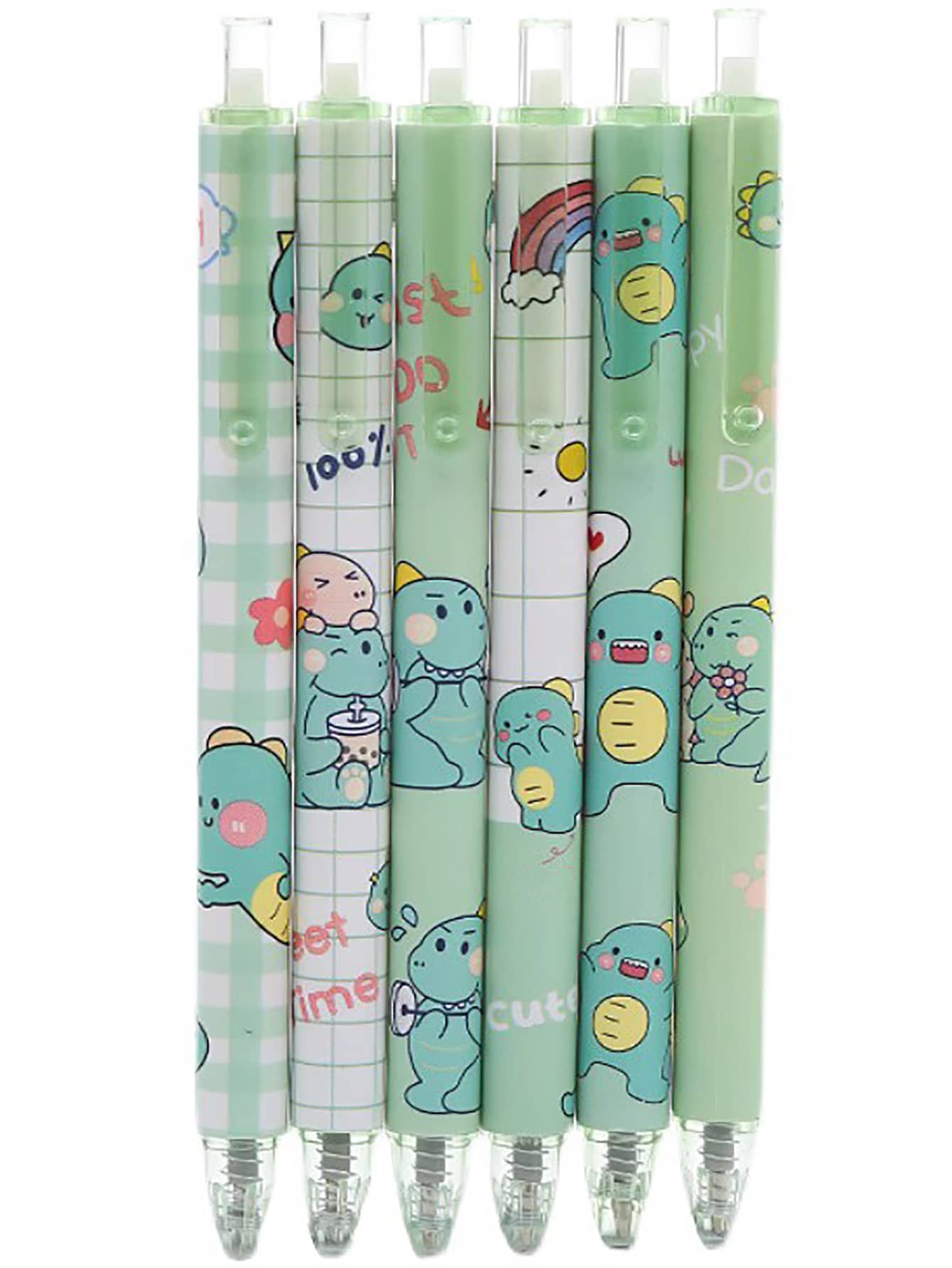 6pcs Cartoon Dinosaur Pattern Ballpoint Pen, Cute Portable Writing Pen ...