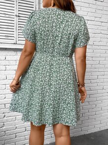 SHEIN VCAY Đầm Plus Size Thắt lưng Trọn gói Họa tiết hoa Boho - Nhiều màu - Xem 5