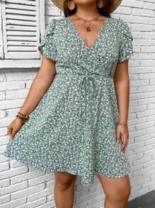 SHEIN VCAY Đầm Plus Size Thắt lưng Trọn gói Họa tiết hoa Boho - Nhiều màu - Xem 6