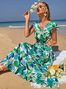SHEIN Frenchy Đầm Dải chun Nhiệt đới Boho - Nhiều màu - Xem 1