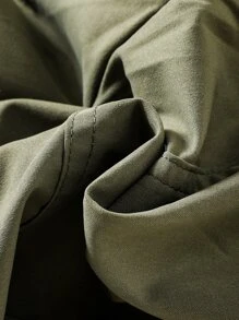 SHEIN Explorewe Calça casual plissada com vários bolsos e cintura elástica para meninas