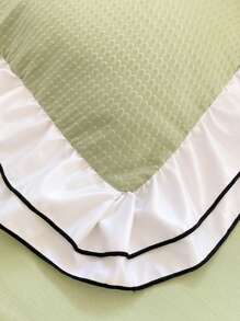 Bow Decor Ruffle Duvet Cover Set Without Filler, Mint Green Cute Bedding For Bedroom - Mint Green - View 5
