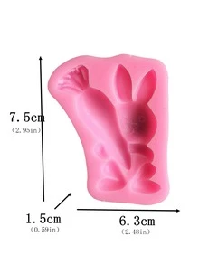 1入組兔子設計DIY矽膠模具卡通粉色胡蘿蔔和動物形狀矽膠模具DIY - 粉色 - 查看 2