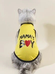 PETSIN 1PC Letter Graphic Pet Tank Cho Chó Và Mèo Cho Mùa Hè - Nhiều màu - Xem 2