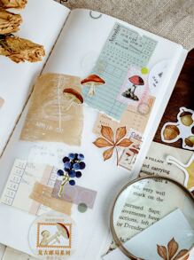 46入組/盒秋季落葉植物裝飾貼紙剪貼簿材料標籤日記 - 彩色 - 查看 3