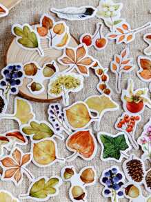 46入組/盒秋季落葉植物裝飾貼紙剪貼簿材料標籤日記 - 彩色 - 查看 5