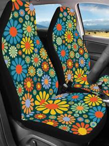 1入組花朵圖案汽車座套 - 彩色 - 查看 2
