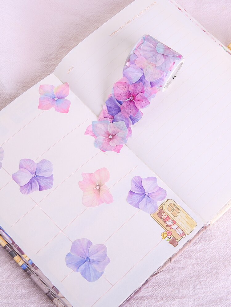 1卷花卉圖案美紋紙膠帶用於DIY工藝浪漫多用途和紙膠帶繪畫裝飾 - 彩色 - 查看 1