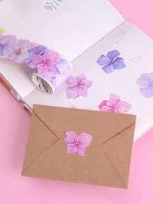 1roll Flower Pattern Masking Tape, Romantic Multi-purpose Washi Tape For DIY Craft, Painting Decoration - Multicolor - View 5