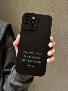 Slogan Graphic Anti-fall Phone Case - Đen và trắng - Xem 3