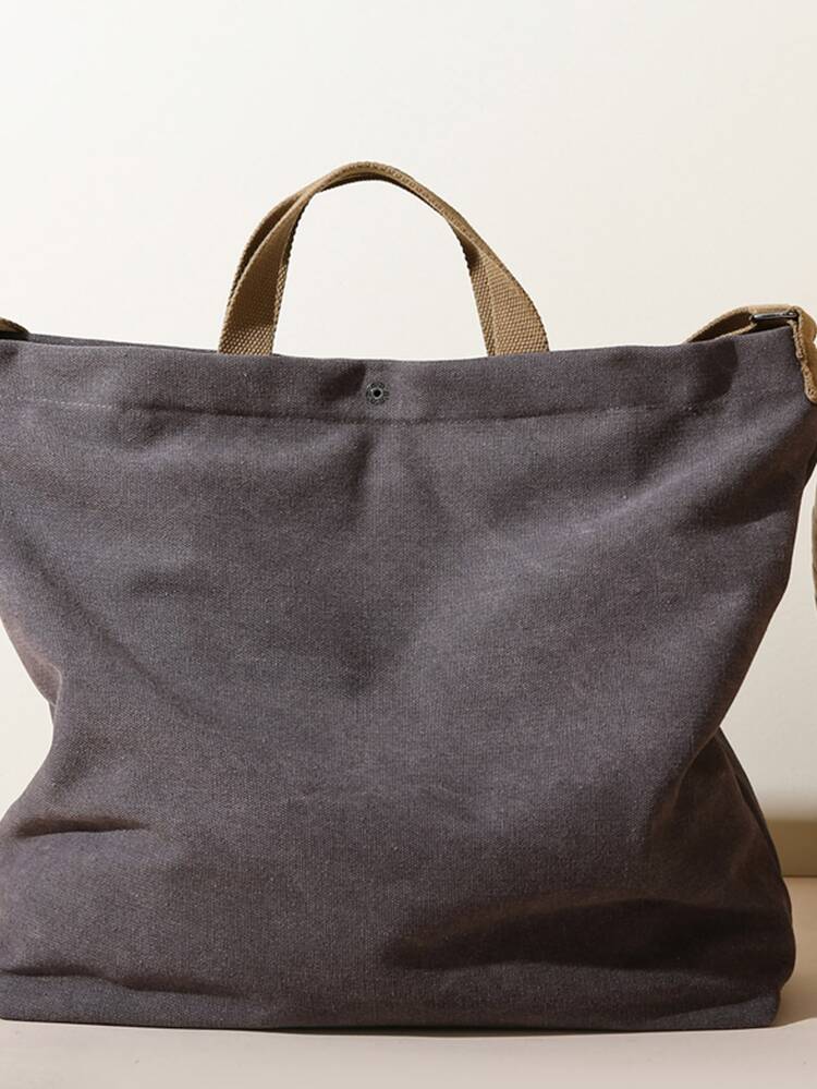 Large Letter Graphic Shopper Bag Canvas Casual