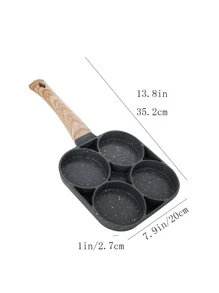 4-Hole Non-Stick Fry Pan - Perfect For Eggs, Pancakes, Burgers & More - Wooden Handle & Induction Cooker Compatible Seafood Boil - Multicolor - View 2