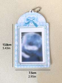 1pc Bow & Plaid Pattern Card Holder, Creative Portable Card Cover For Office, School, Student - Multicolor - View 4