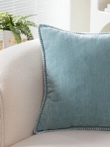 2pcs Baby Blue Cushion Cover, Simple Throw Pillow Cover, Pillow Insert Not Include, For Sofa, Living Room - Baby Blue - View 2