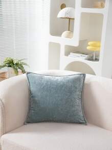 2pcs Baby Blue Cushion Cover, Simple Throw Pillow Cover, Pillow Insert Not Include, For Sofa, Living Room - Baby Blue - View 4