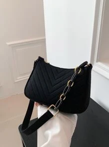 迷你流浪包針腳細節極簡 - 黑色 - 查看 1